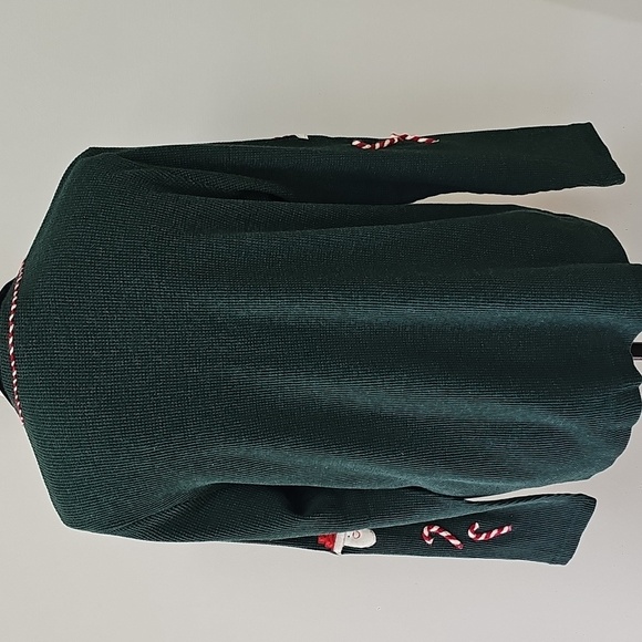 Susan Bristol Green Waffle Knit Cardigan with Santa and Candy Cane Design - Picture 5 of 10